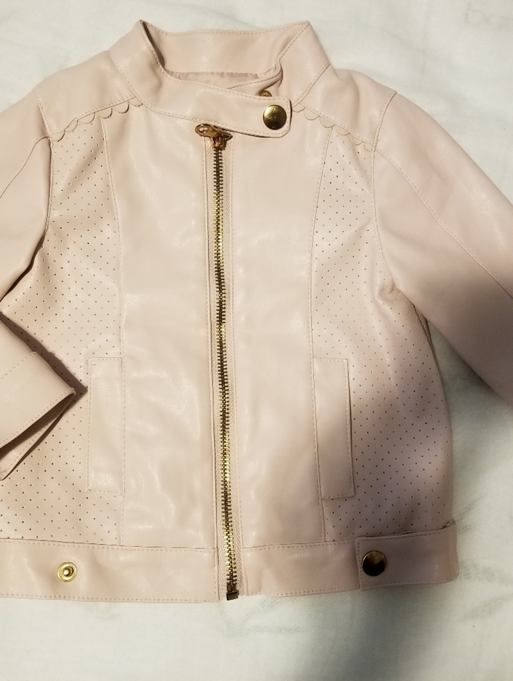 Baby’s Blush Pink Faux Leather Biker Style Jacket